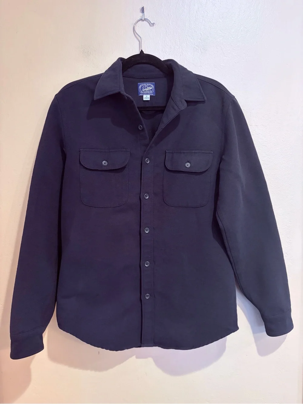 J. Crew Deep Navy Collared Chamois Workshirt, Men’s S, Heavy Duty Button Up